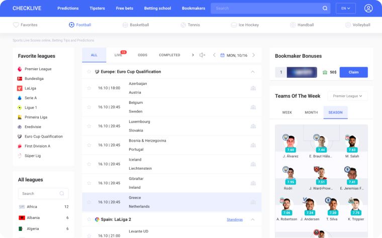 check live mobile app league page preview